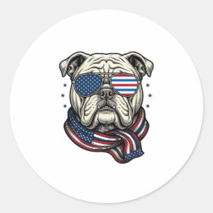 Sticker Rond Chemise à motif de gravure vintage de bulldog patr