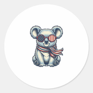 Sticker Rond Chemise à motif de koala patriotique vintage_1