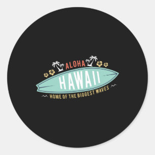Sticker Rond Chemise Aloha Hawaï Garçons Cadeau Surf Surfing Pl