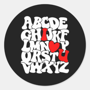 Sticker Rond Chemise alphabet Abc je t'aime jour de la Saint-Va