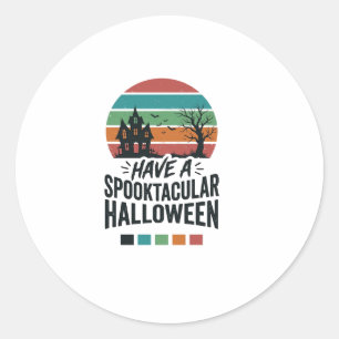 Sticker Rond Chemise avec gravure vintage Spooktacular Hallowee