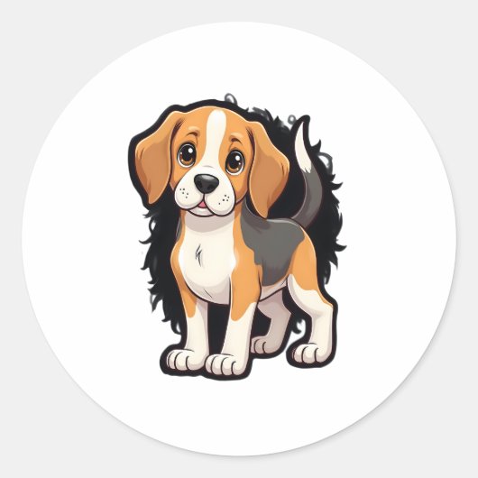 Sticker Rond Chemise beagle Chien T (Devant)