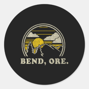 Sticker Rond Chemise Bend Oregon Or Vintage Randonnée Montagnes