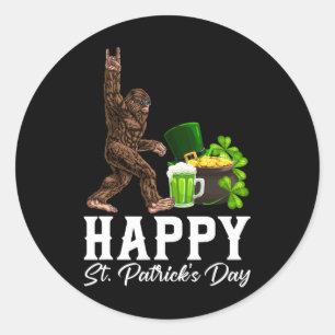 Sticker Rond Chemise Bigfoot Joyeuse Saint-Patrick Drôle Vert S
