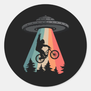 Sticker Rond Chemise Bigfoot Vélo Tout Terrain Ufo Enlèvement A