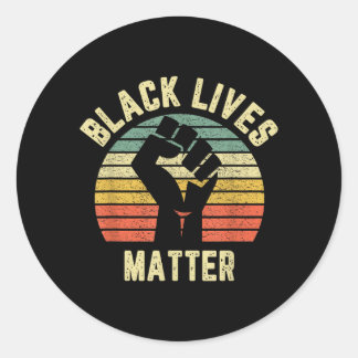 Sticker Rond Chemise Black Lives Design Rétro Cool pour BLM
