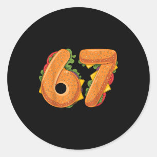 Sticker Rond Chemise Burger de Noël 67 6 7 Mème Drôle 67 Hambur