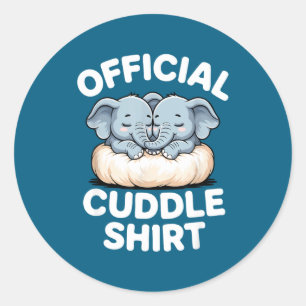 Sticker Rond Chemise Câlin Éléphant de Bébé Mignon Câlin