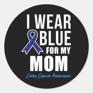 Sticker Rond Chemise Cancer Colon Je Porte Du Bleu Pour Ma Mama