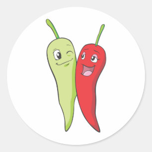 Sticker Rond Chemise Chili Peppers T Red Green Chili Peppers