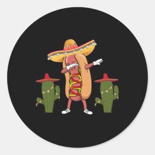 Sticker Rond Chemise Cinco De Mayo Chien Chaud Cactus Danse