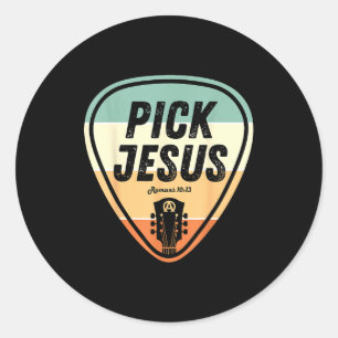 Sticker Rond Chemise Ck Jésus Drôle Musique Chrétienne Guitare