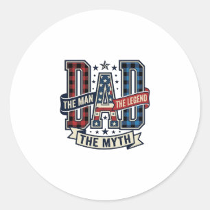 Sticker Rond Chemise DAD L'Homme La Légende Le Mythe Vintage De