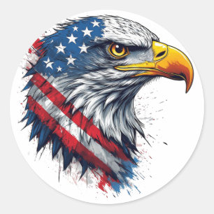 Sticker Rond Chemise d'aigle du 4 juillet – Conception patrioti
