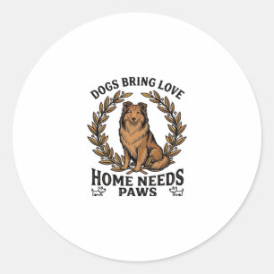 Sticker Rond Chemise d'amour de chien Gravure vintage conceptio