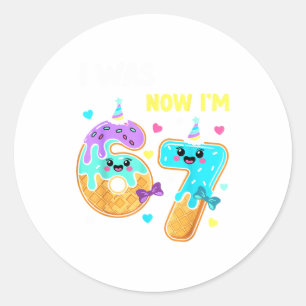 Sticker Rond Chemise d'anniversaire 7 ans fille 7 ans J'avais 6