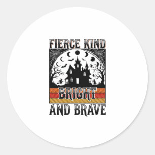 Sticker Rond Chemise d'autonomisation Halloween Brave Vintage S