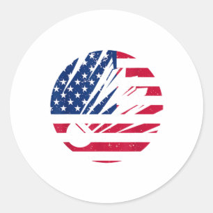 Sticker Rond Chemise de Badminton Drapeau Américain Hommes Patr