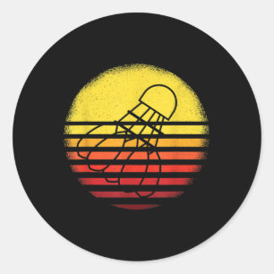 Sticker Rond Chemise de badminton Vintage Sunset Rétro Pla Badm