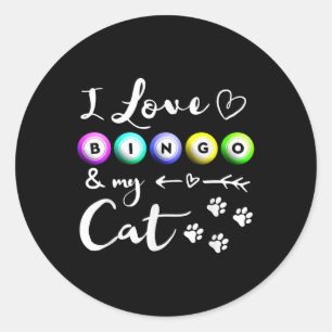 Sticker Rond Chemise De Bingo Pour Les Femmes, J'Aime Le Bingo