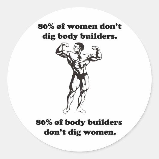 Sticker Rond Chemise de Bodybuilder drôle (Devant)
