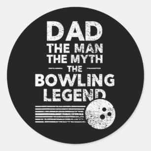 Sticker Rond Chemise De Bowling Drôle Pour Papa L'Homme Le Myth