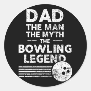 Sticker Rond Chemise De Bowling Drôle Pour Papa L'Homme Le Myth