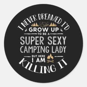 Sticker Rond Chemise de camping pour femmes épouse campeur camp