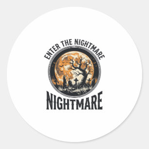 Sticker Rond Chemise de cimetière d'Halloween Design de lune de