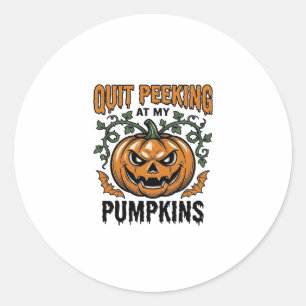 Sticker Rond Chemise de citrouille d'Halloween Gravure vintage