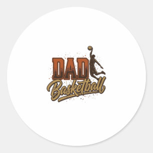 Sticker Rond Chemise de conception de gravure vintage de basket