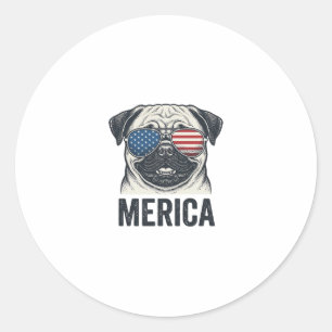 Sticker Rond Chemise de conception de gravure vintage Merica Pu