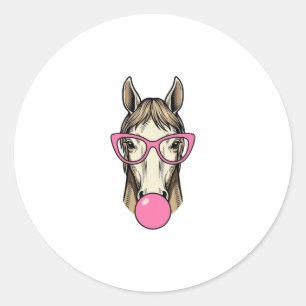 Sticker Rond Chemise de conception de lunettes roses Vintage Ch