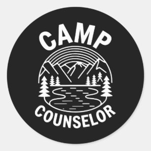 Sticker Rond Chemise de Conseiller de Camp Campeur Été Personne
