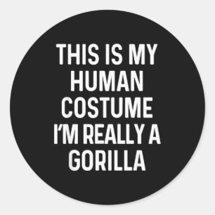 Sticker Rond Chemise de costume de gorille drôle Halloween adul