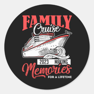 Sticker Rond Chemise de croisière en famille 2023 Vacation Funn