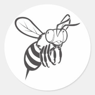 Sticker Rond Chemise de dessin de la reine cool Bee