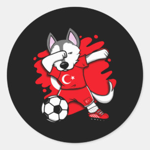 Sticker Rond Chemise de fans de football en Turquie avec Husky