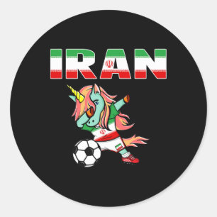 Sticker Rond Chemise de fans de football iranien Licorne Verte