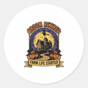 Sticker Rond Chemise de fermier Halloween Sorcière de ferme han
