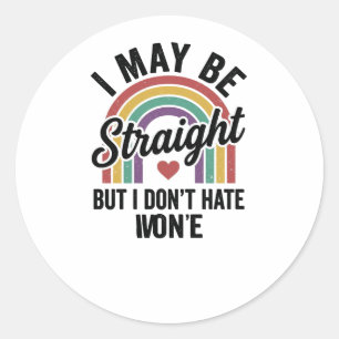 Sticker Rond Chemise de fierté arc-en-ciel Straight But Kind vi