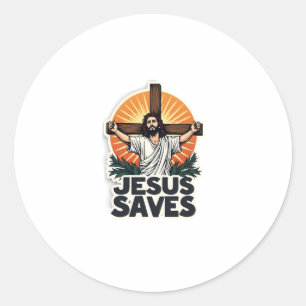 Sticker Rond Chemise de foi avec gravure vintage Jésus Sauve (1