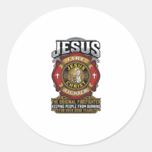 Sticker Rond Chemise de foi chrétienne vintage Jésus pompier