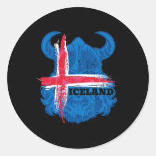 Sticker Rond Chemise de football drapeau islandais T-shirt pour