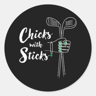 Sticker Rond Chemise de golf drôle pour femmes - Chicks With St