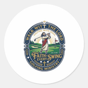 Sticker Rond Chemise de golf Jésus Design basé sur la foi_1