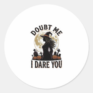 Sticker Rond Chemise de Halloween sorcière avec cimetière de lu