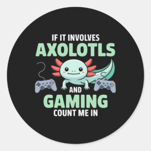 Sticker Rond Chemise de joueur Kawaii Axolotl pour garçons et f