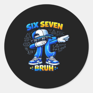 Sticker Rond Chemise de jour 67 bruh tee drôle de maths