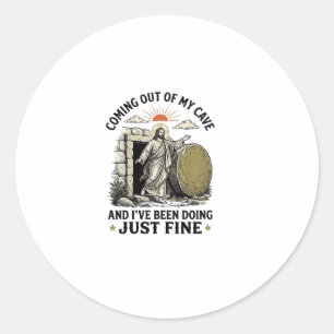 Sticker Rond Chemise de la Résurrection Chrétienne Sortant de M